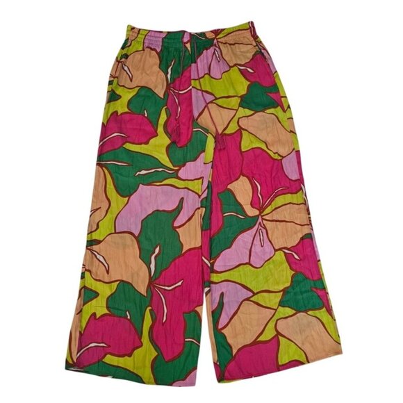C&C California Multicolor Floral Tropical Wide-Leg Beach Pants Women's Small - Picture 2 of 10